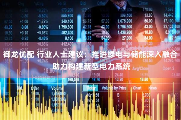 御龙优配 行业人士建议：推进绿电与储能深入融合 助力构建新型电力系统