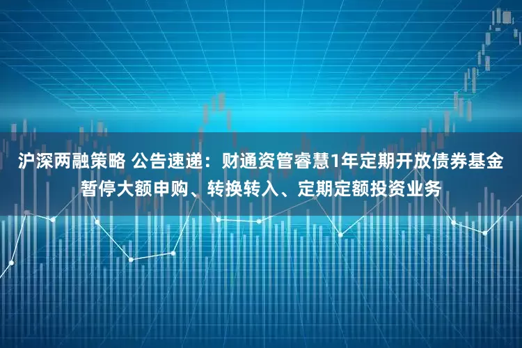 沪深两融策略 公告速递：财通资管睿慧1年定期开放债券基金暂停大额申购、转换转入、定期定额投资业务